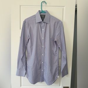 Bonobos dress shirt. 15/33. Slim fit. Light blueish purple with tiny red flowers